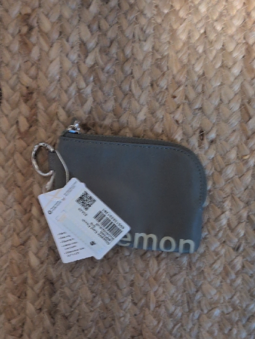 lululemon athletica gray clippable card pouch with silver keyring - Picture 6 of 6